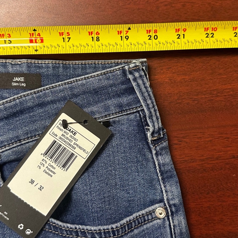 Mavi Jake Slim Leg Jeans Mens 38x32 Mid Indigo Brushed Springfield NWT - Picture 7 of 8
